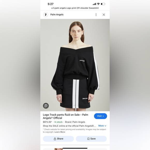 Palm Angels Logo Print Off-shoulder Sweatshirt Size Small Track Off Shoulder - Picture 13 of 16